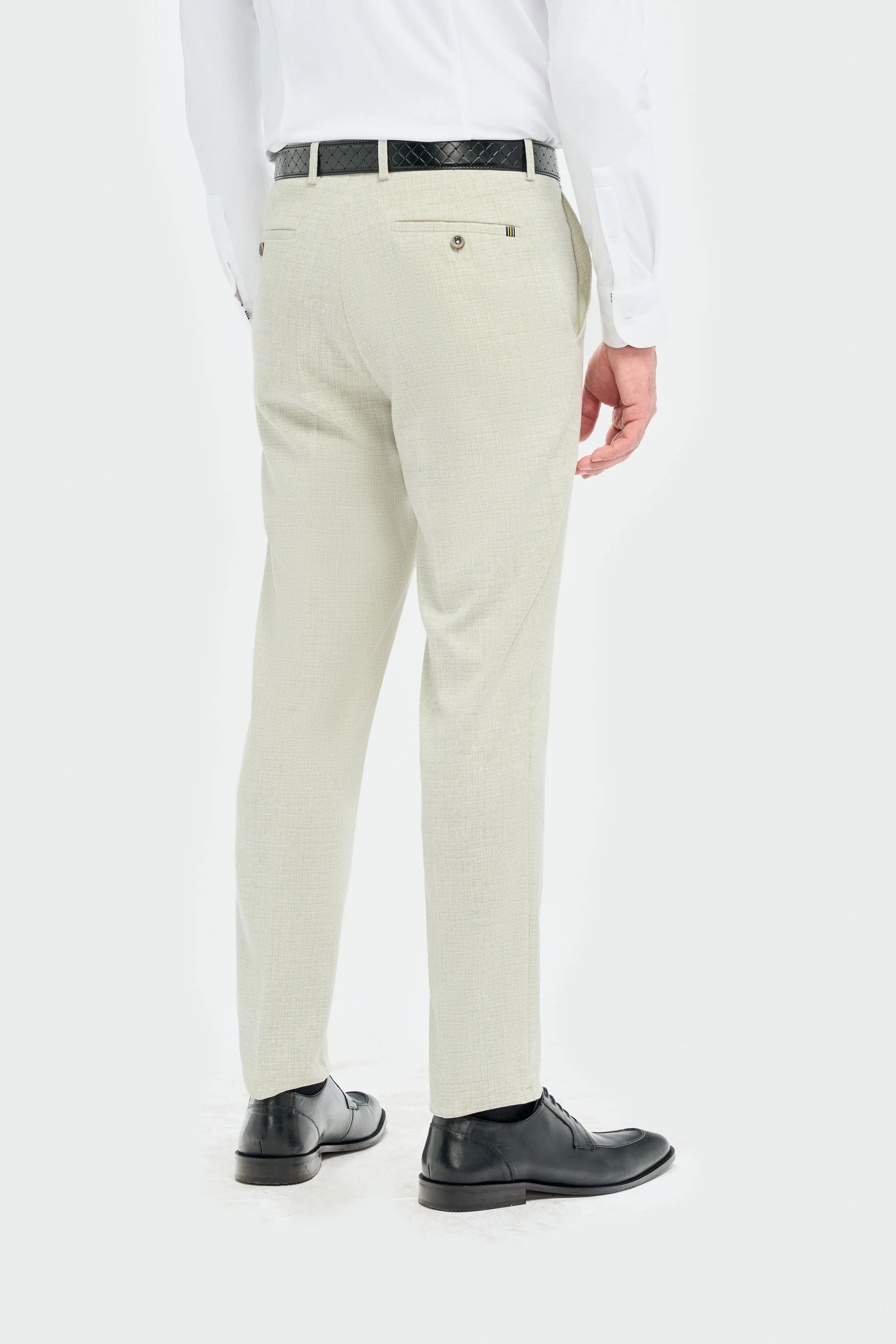Men’s Slim Fit Textured Formal Trousers - Tropez - Sage Green - Image 3