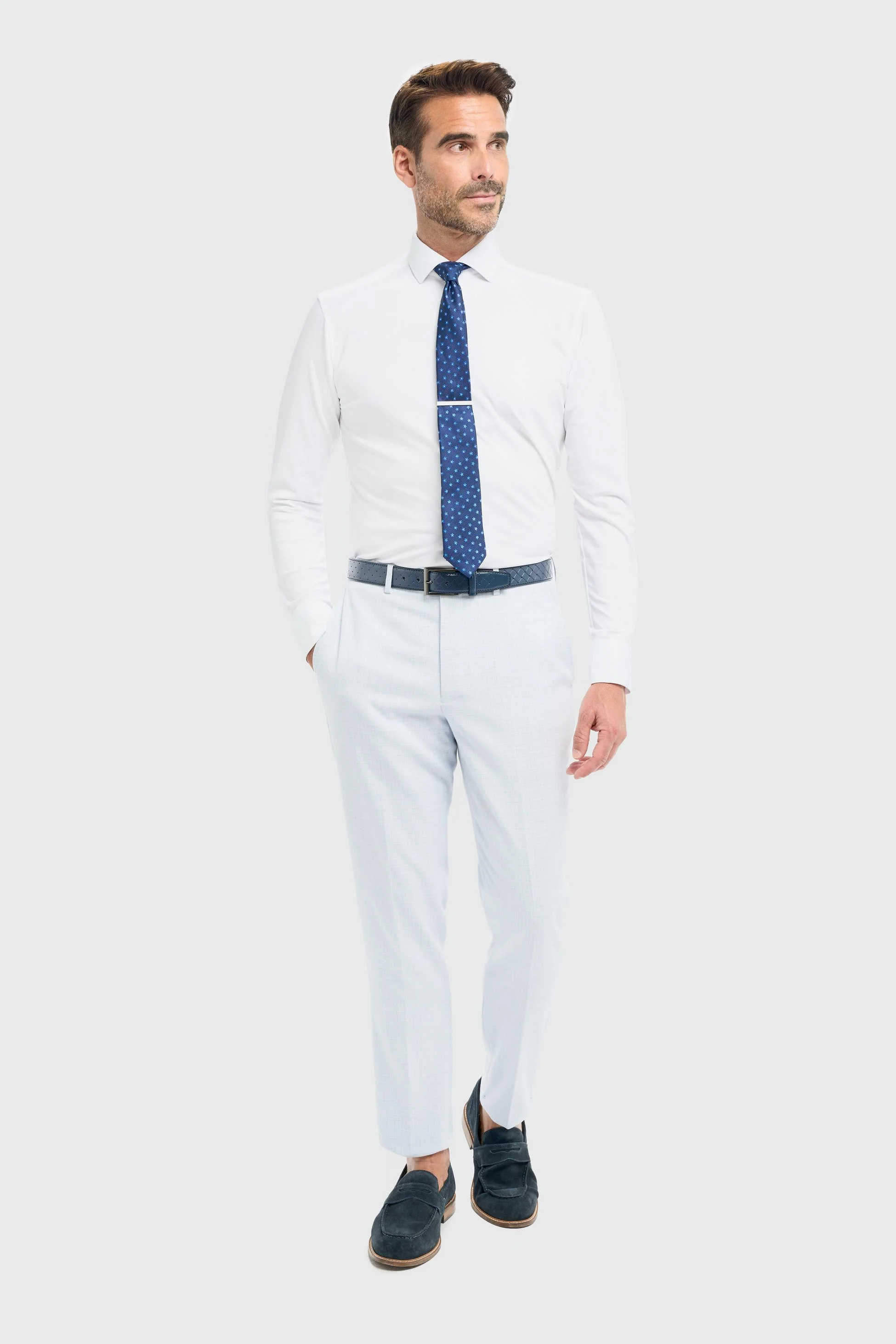 Men’s Slim Fit Textured Formal Trousers - Tropez - Sky Blue - Image 2