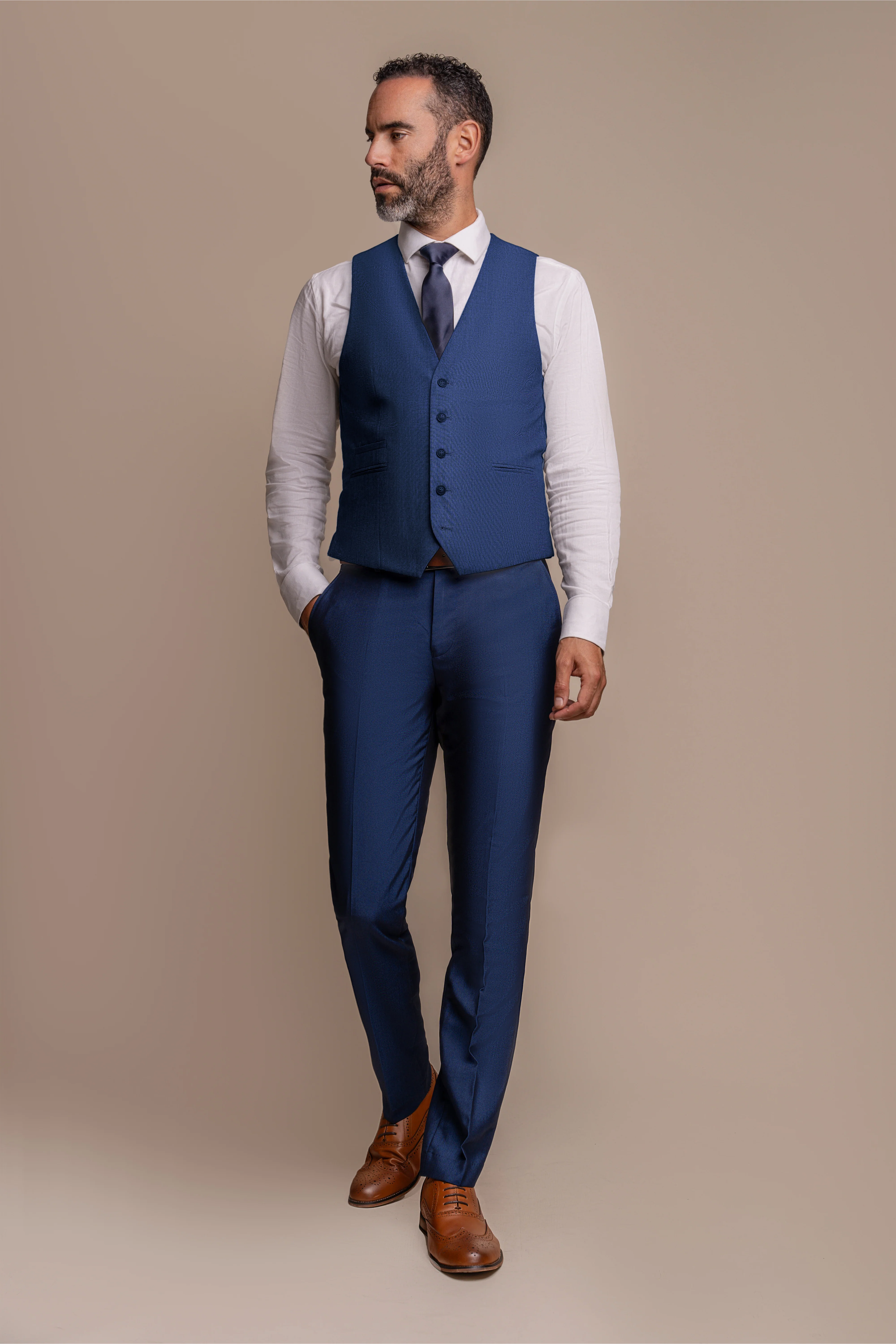 Men's Slim Fit Formal Royal Blue Suit - FORD - Royal Blue - Image 4