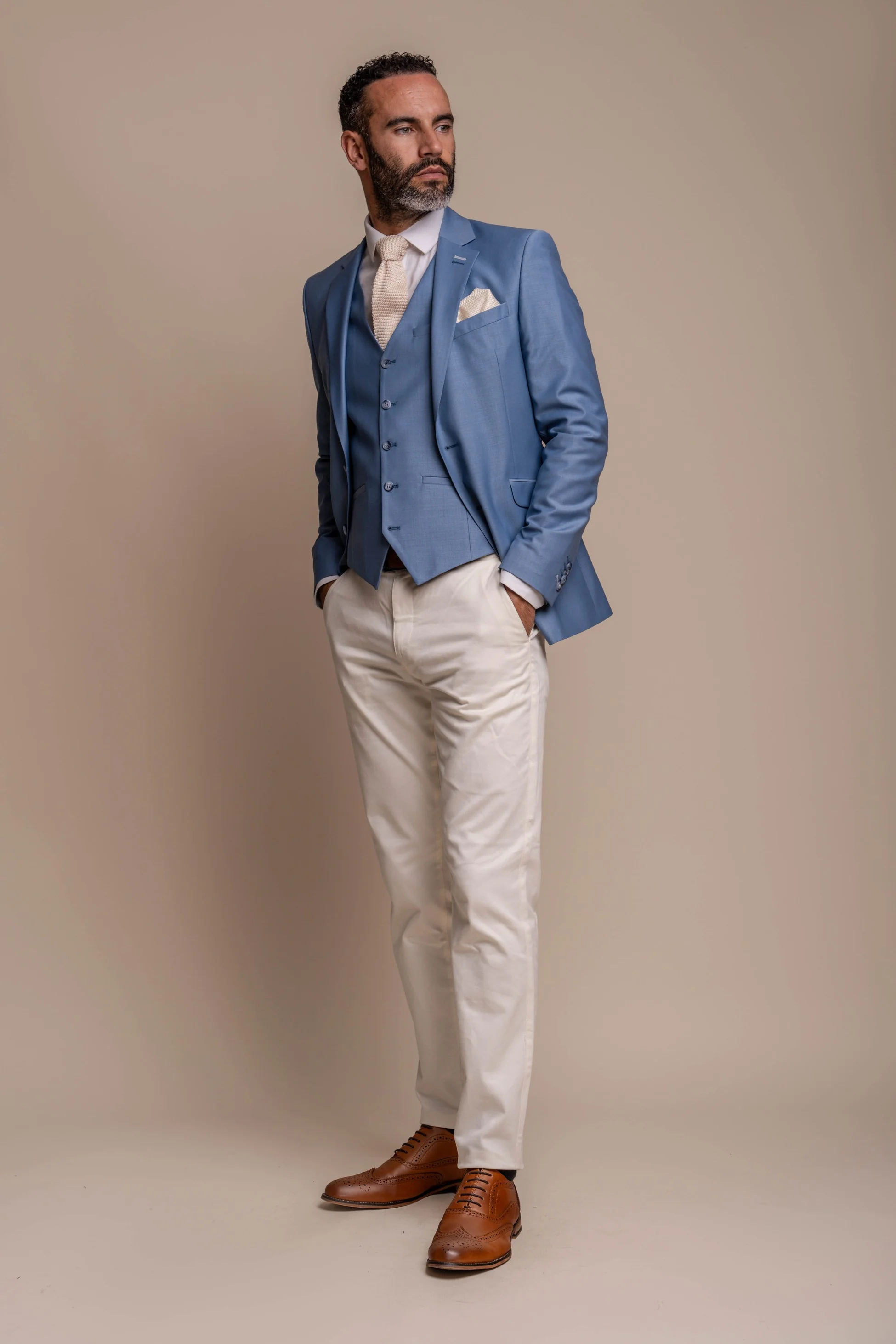 Men's Bond Ocean Suit with Cream Ecru Chinos - Combined Set - Image 2