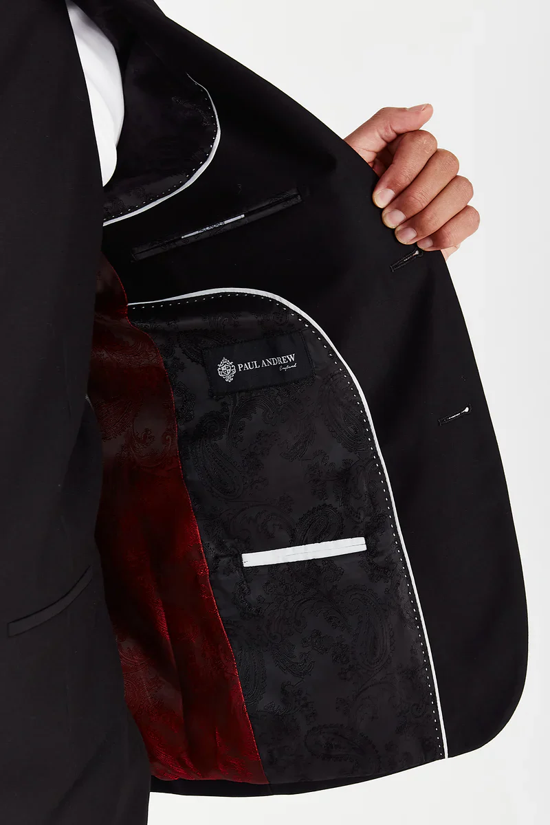 Men's Tailored Fit Black Suit - PARKER - Black - Image 8