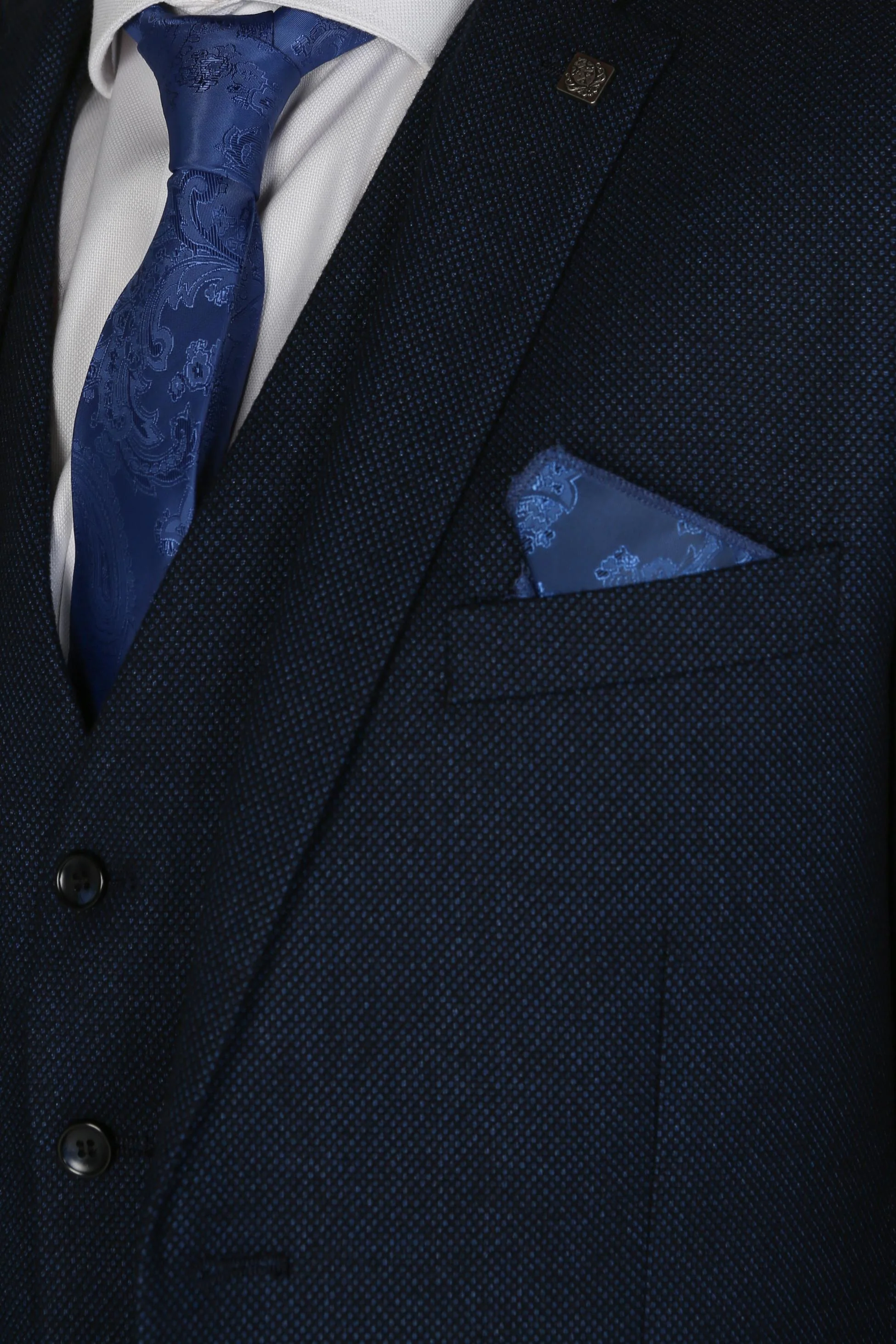 Men's Textured Formal Navy Blue Suit - ARTHUR - Navy Blue - Image 10