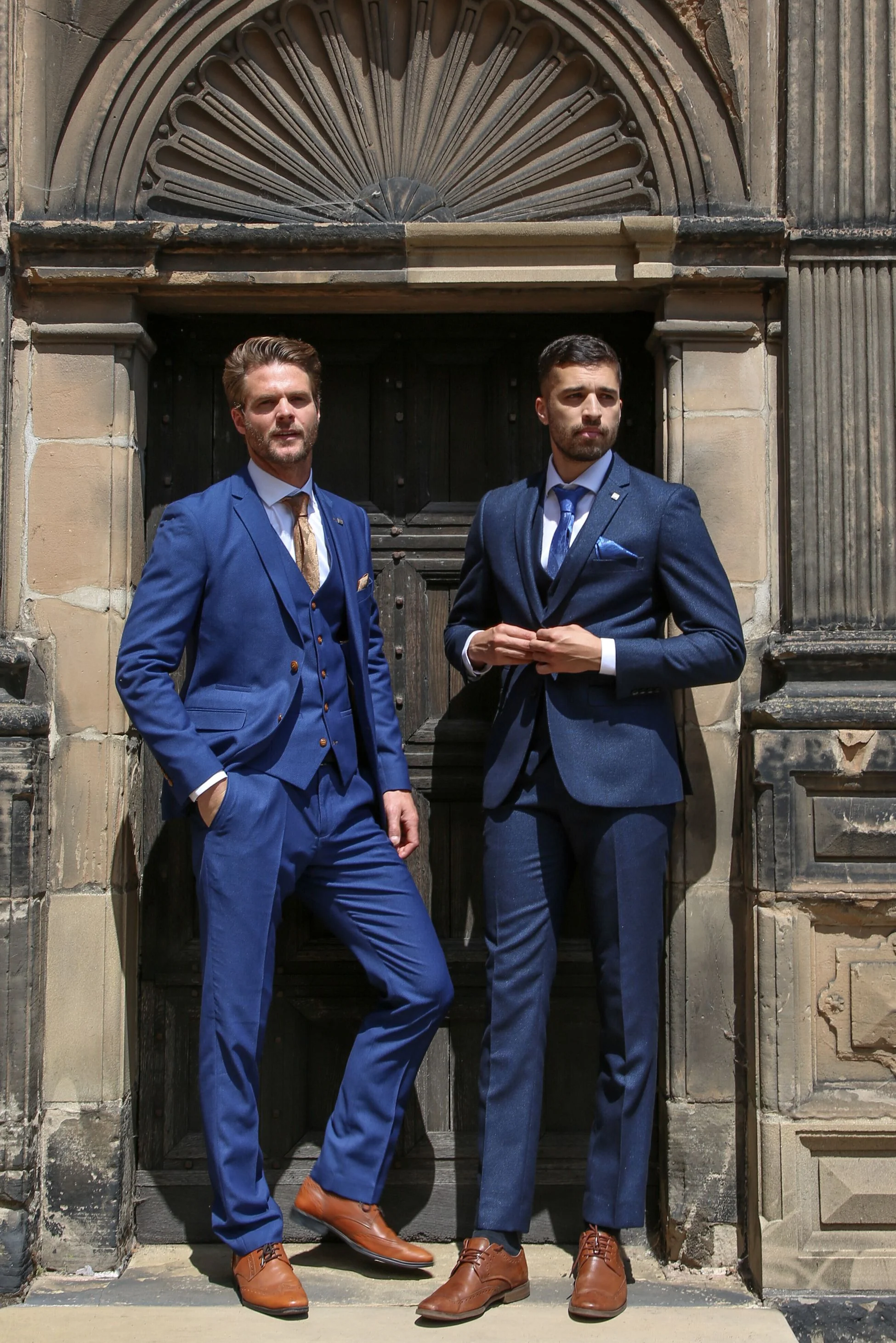 Men's Textured Formal Navy Blue Suit - ARTHUR - Navy Blue - Image 8