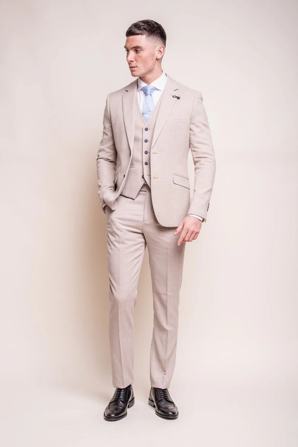 Men's Slim Fit Formal Suit- MIAMI Beige - Beige - Image 2