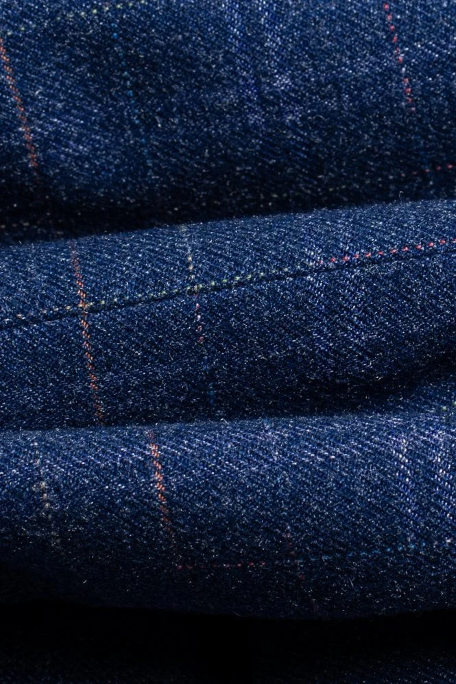 Men's Tweed Check Navy Slim Fit Waistcoat - KAISER - Navy Blue - Image 4