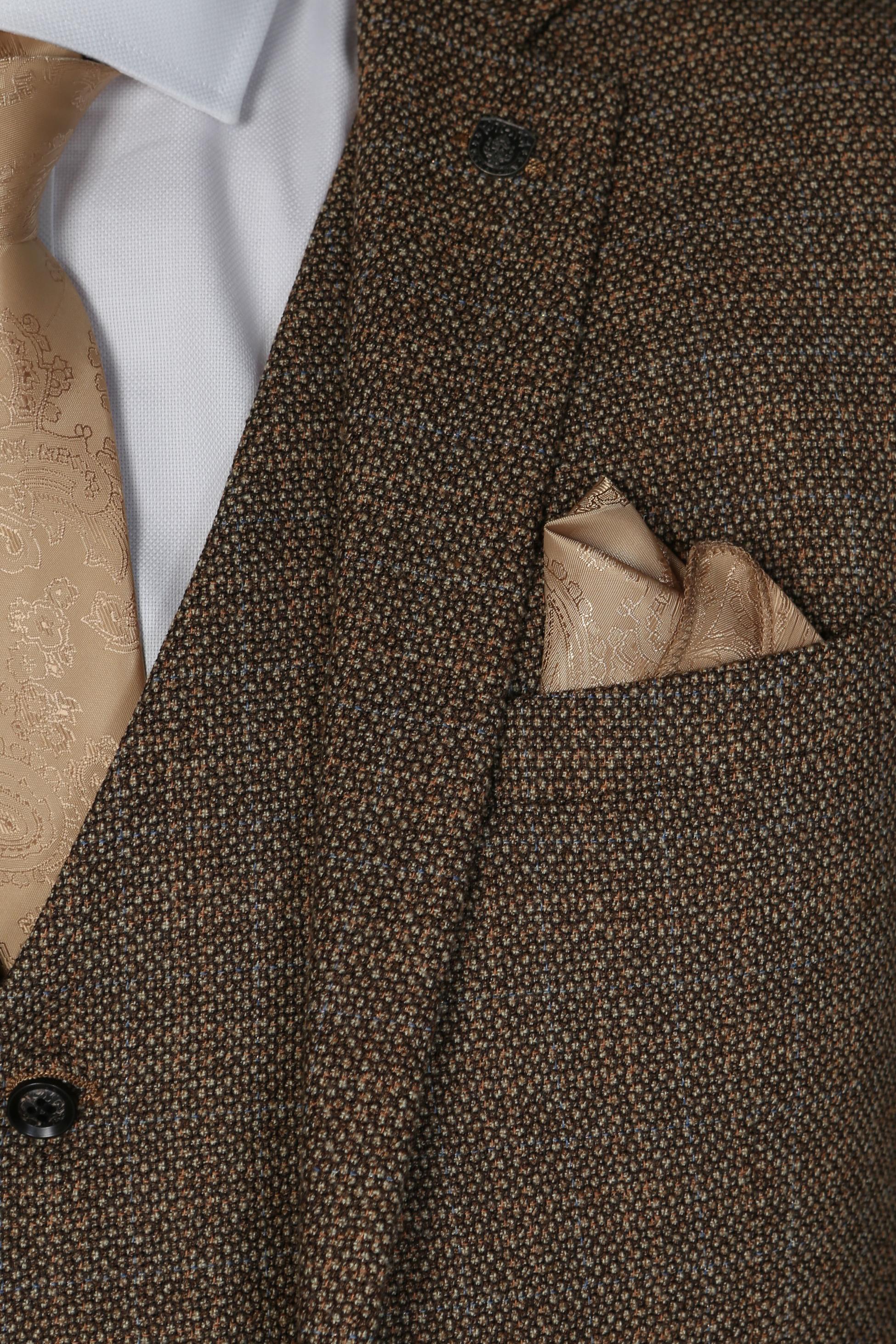 Men's Tweed-Like Tailored Fit Formal Suit - RALPH - Brown - Image 8