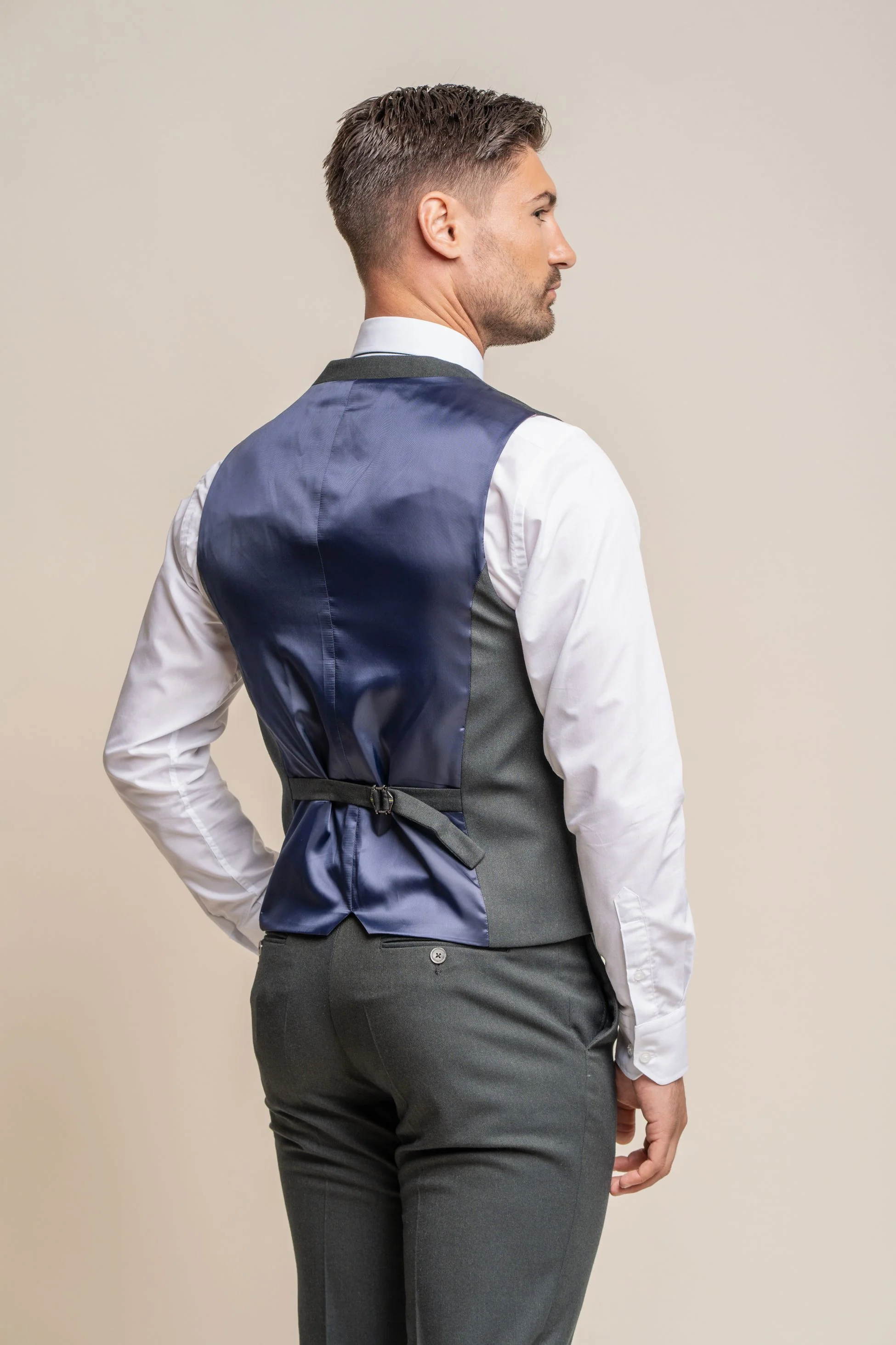 Men's Slim Fit Formal Waistcoat - FURIOUS Olive - Olive Green - Image 3