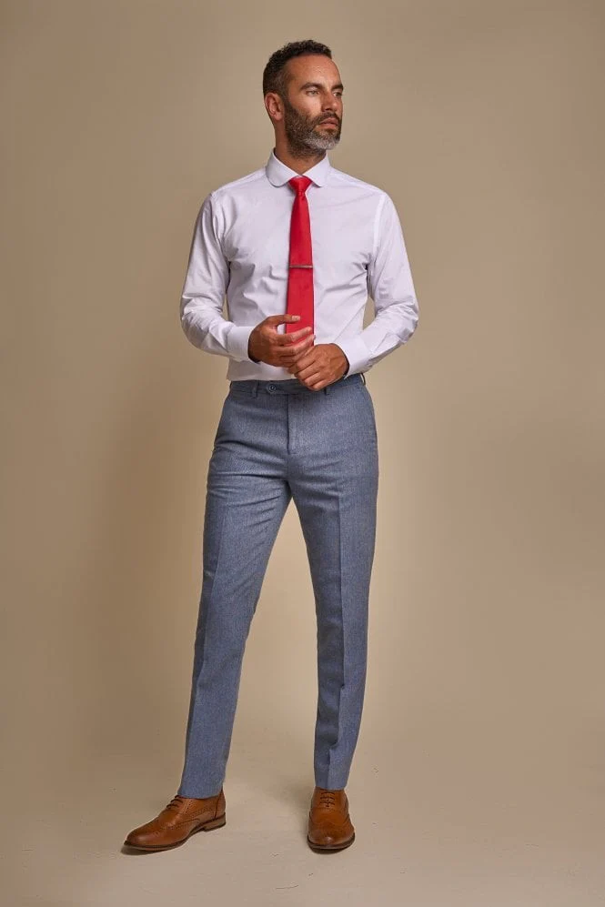 Men's Tweed Slim Fit Suit - WELLS Blue - Light Blue - Image 6