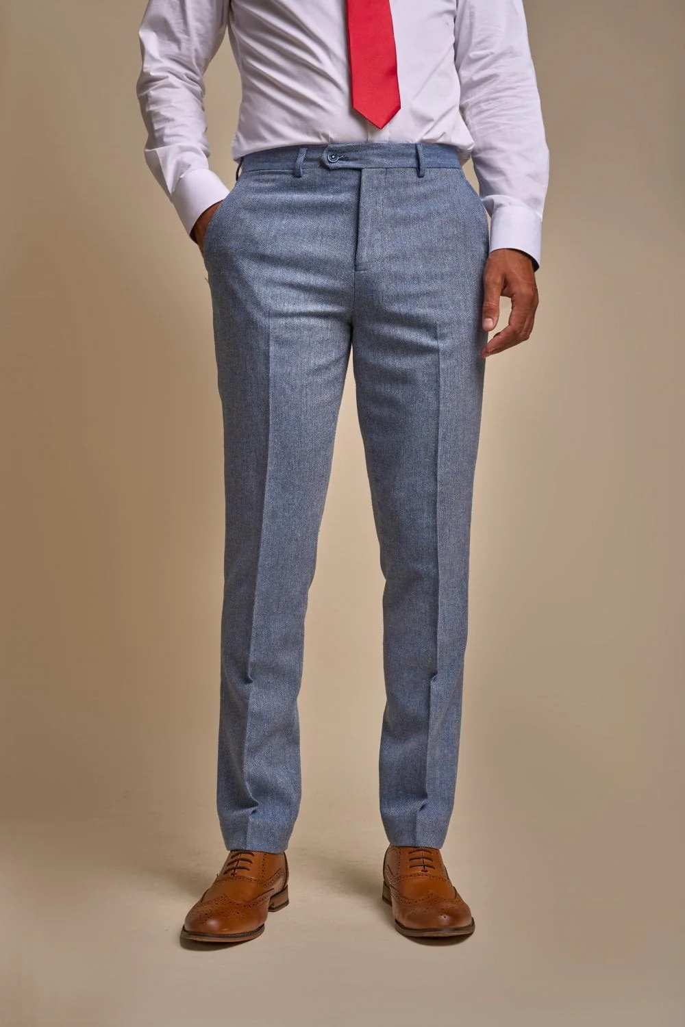 Men's Tweed Slim Fit Suit - WELLS Blue - Light Blue - Image 7
