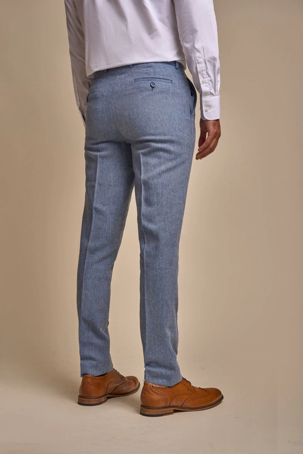 Men's Tweed Slim Fit Suit - WELLS Blue - Light Blue - Image 8