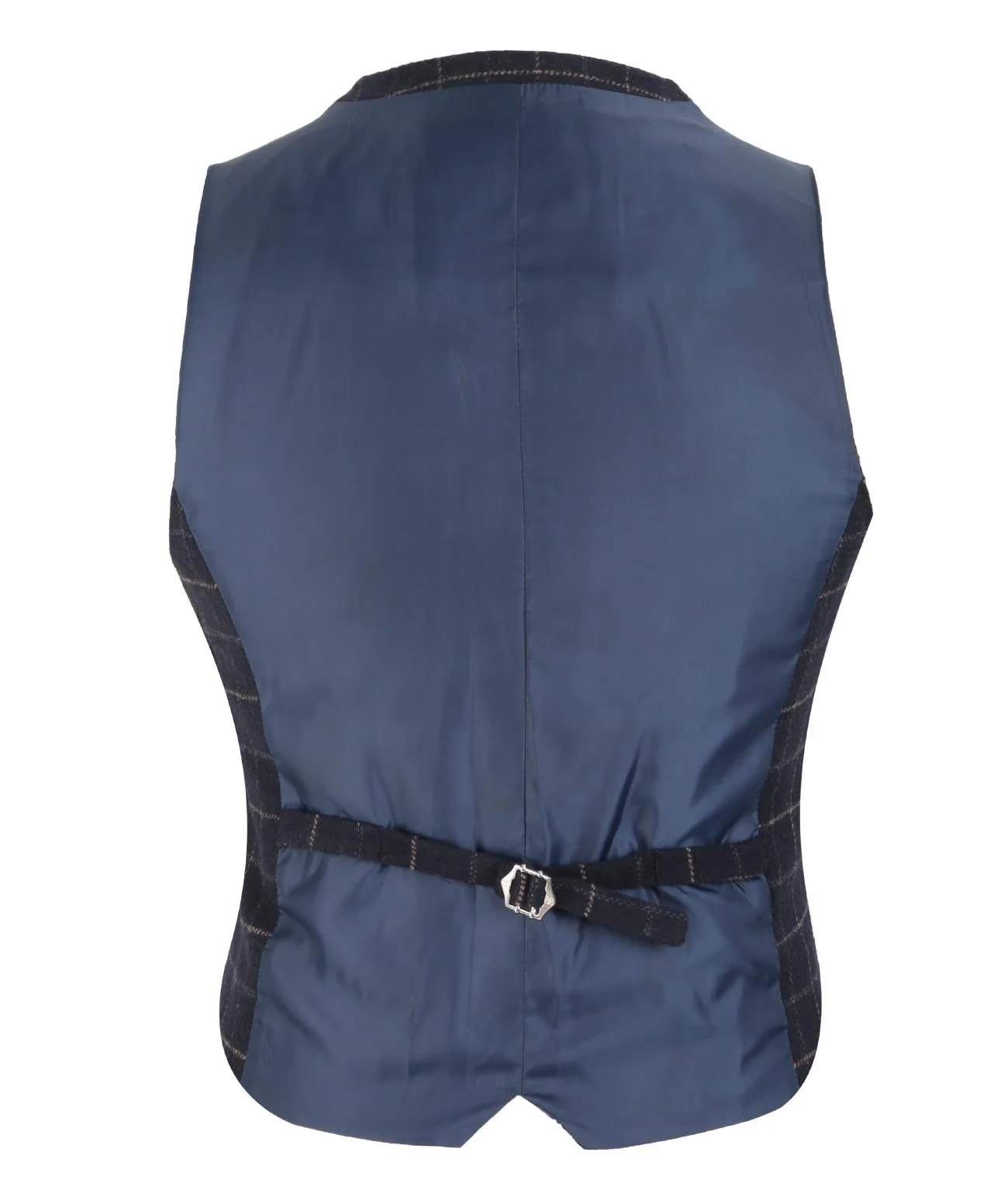 Men's Tweed Check Slim Fit Navy Suit- SHELBY - Navy Blue - Image 5