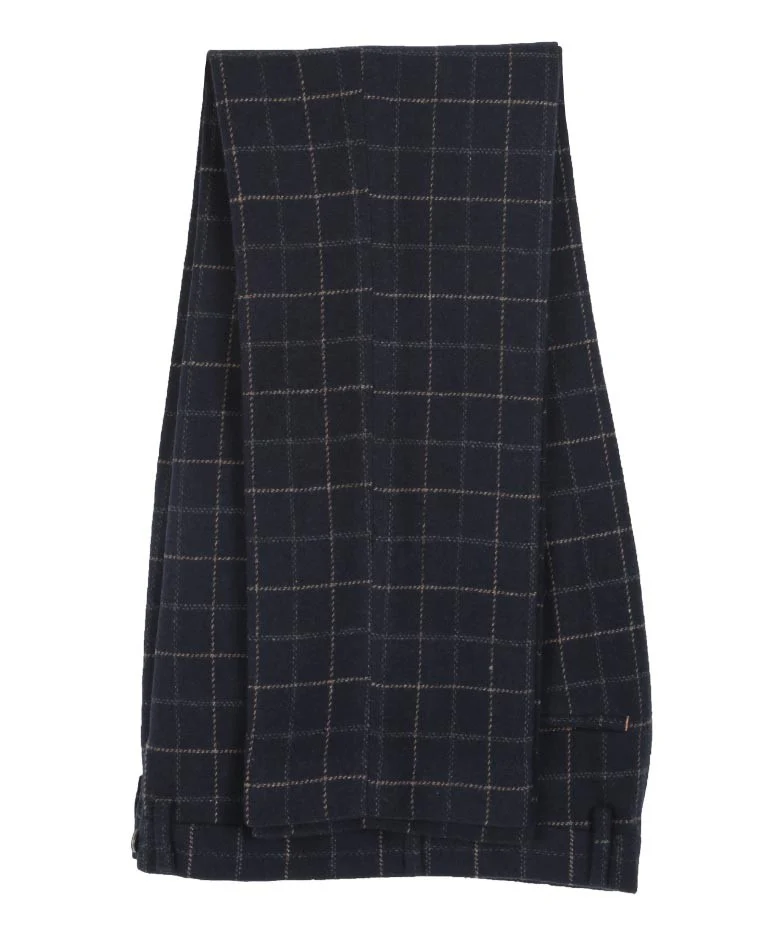 Men's Tweed Check Slim Fit Navy Suit- SHELBY - Navy Blue - Image 7