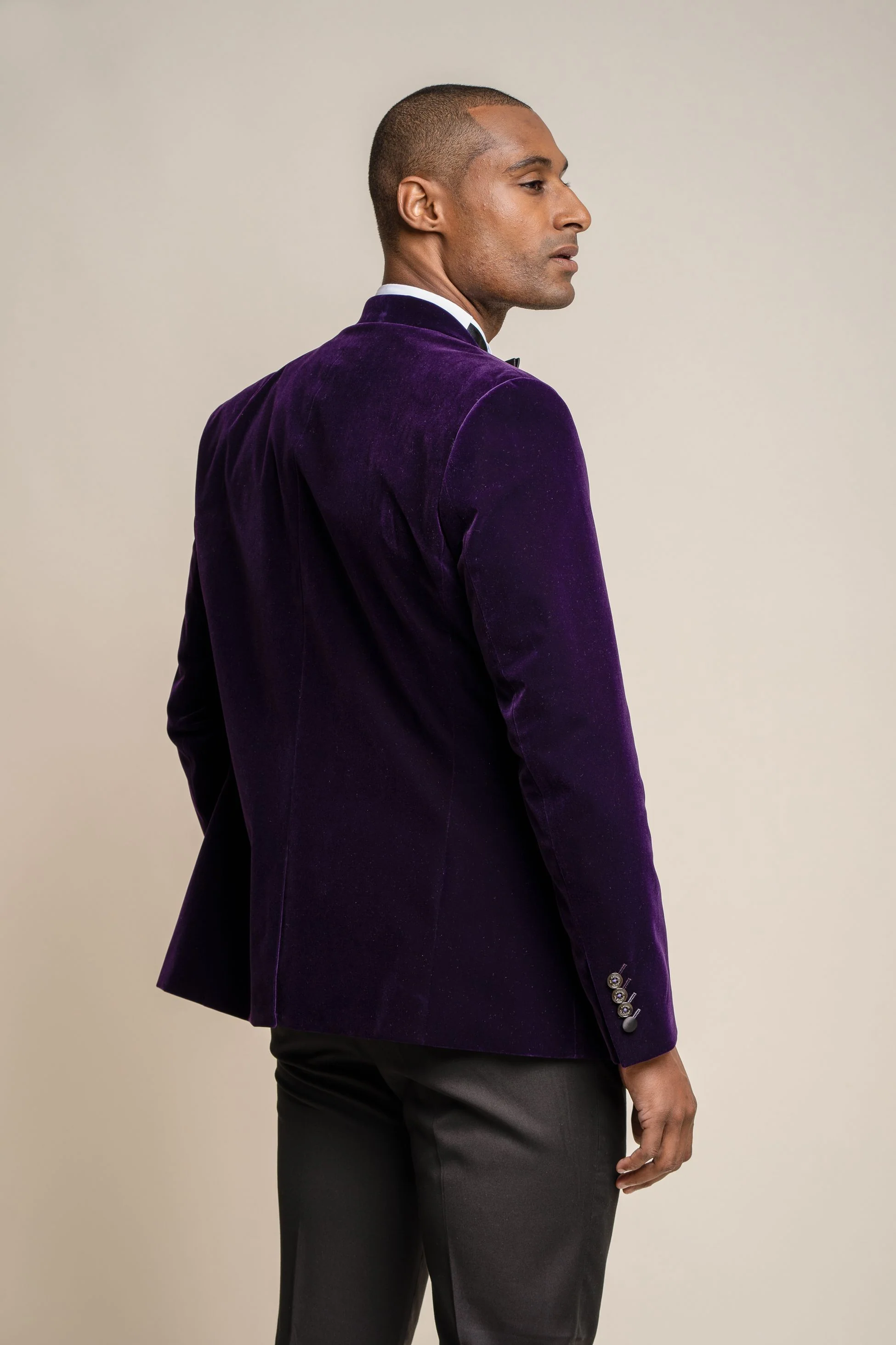 Men's Slim Fit Velvet Tuxedo Blazer - ROSA - Lilac - Image 3