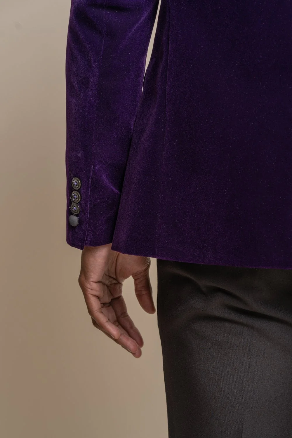 Men's Slim Fit Velvet Tuxedo Blazer - ROSA - Lilac - Image 4