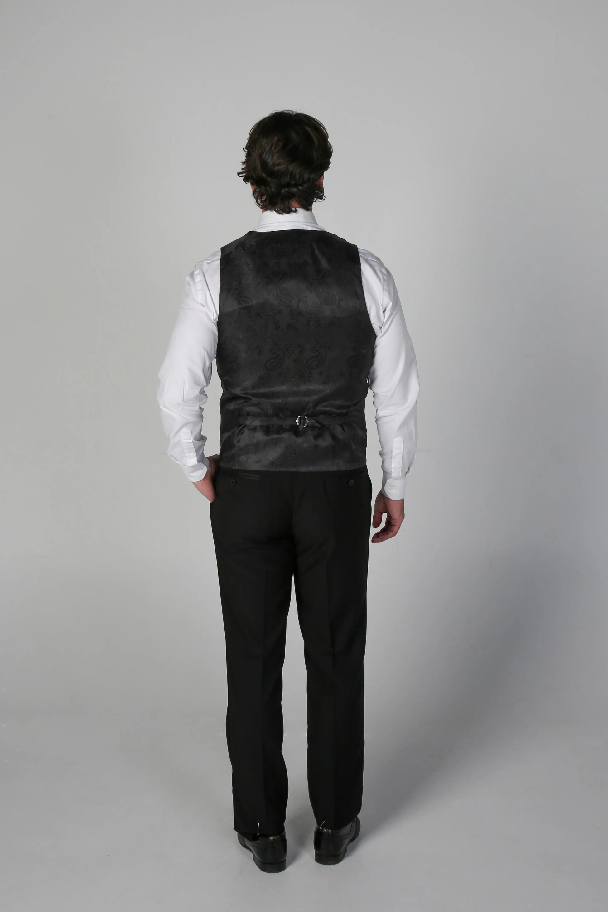 Men's Black Double-breasted Tuxedo Suit Waistcoat - FORD - Black - Image 4
