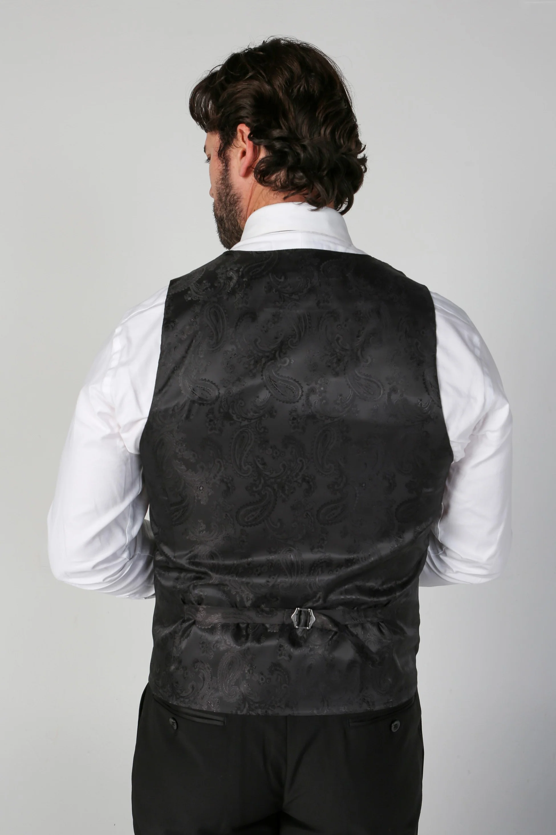 Men's Black Double-breasted Tuxedo Suit Waistcoat - FORD - Black - Image 5