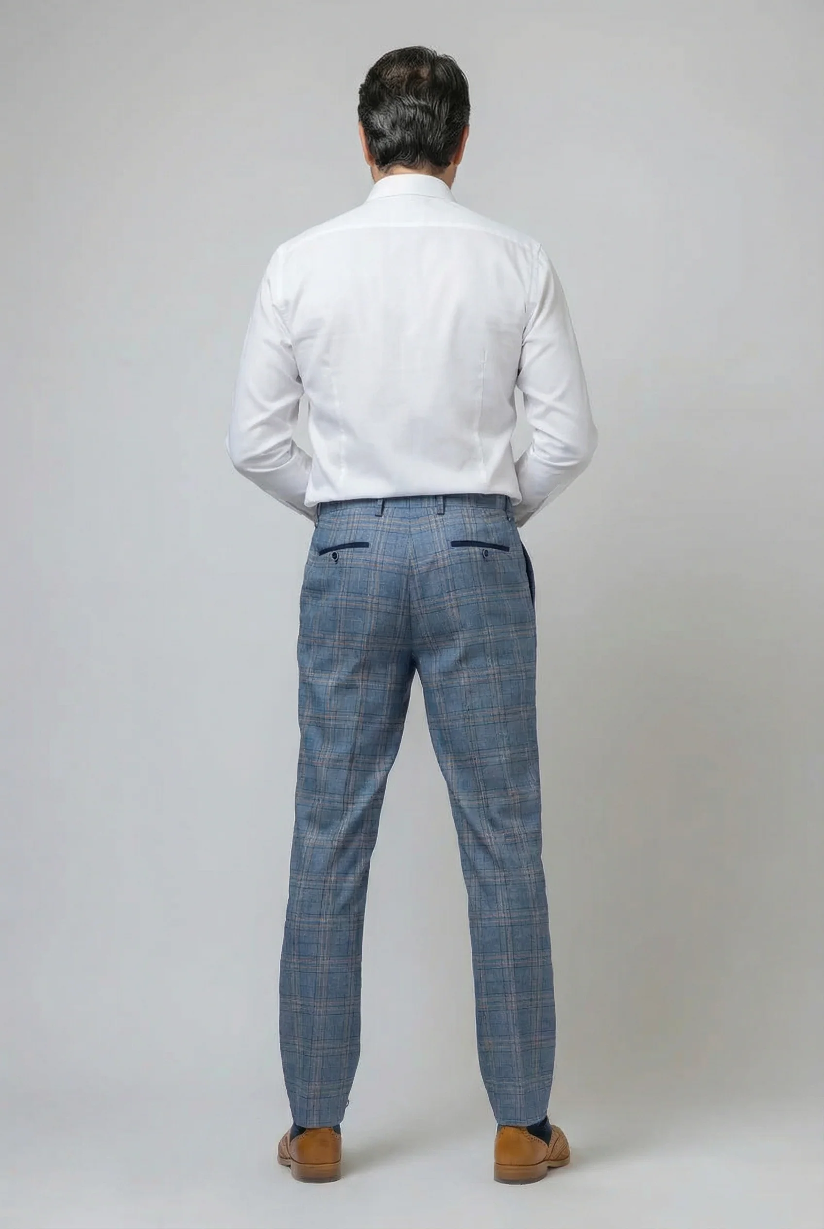 Men's Windowpane Check Slim Fit Suit - LEVI - Blue - Image 13