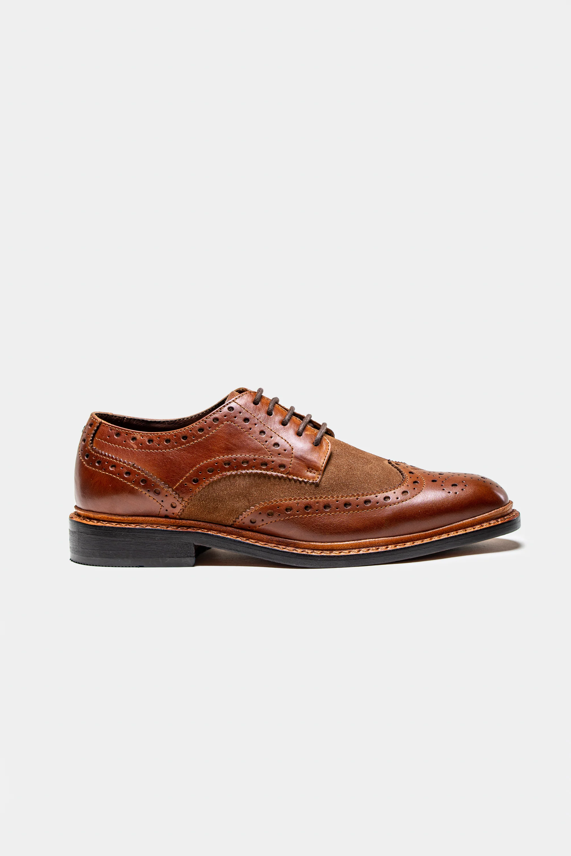 Men's Wingtip Brogue Lace Up Dress Shoes - MERTON - Tan - Tan - Image 3