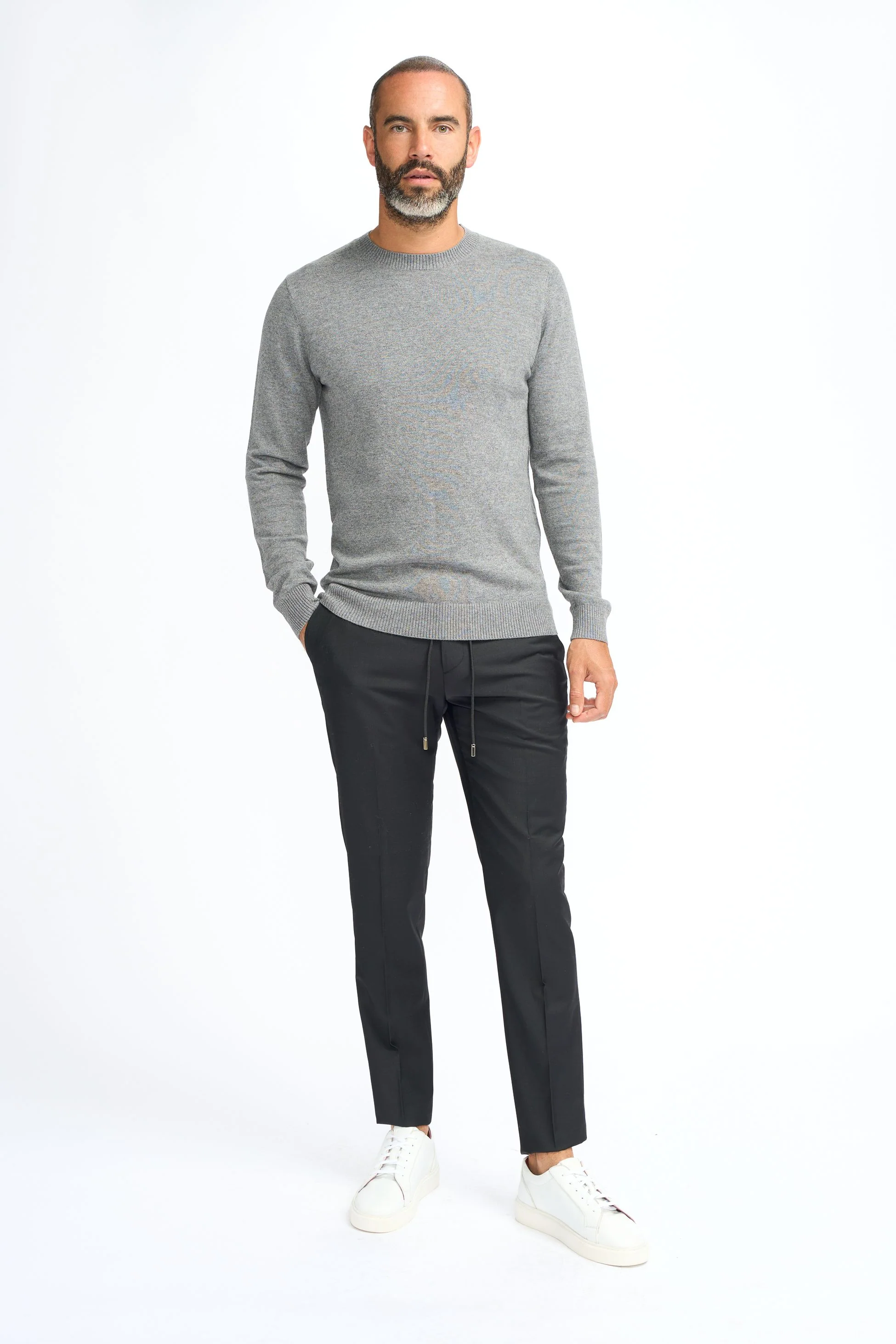 Men’s Wool Blend Knit Pullover Jumper - Connall - Grey - Image 2