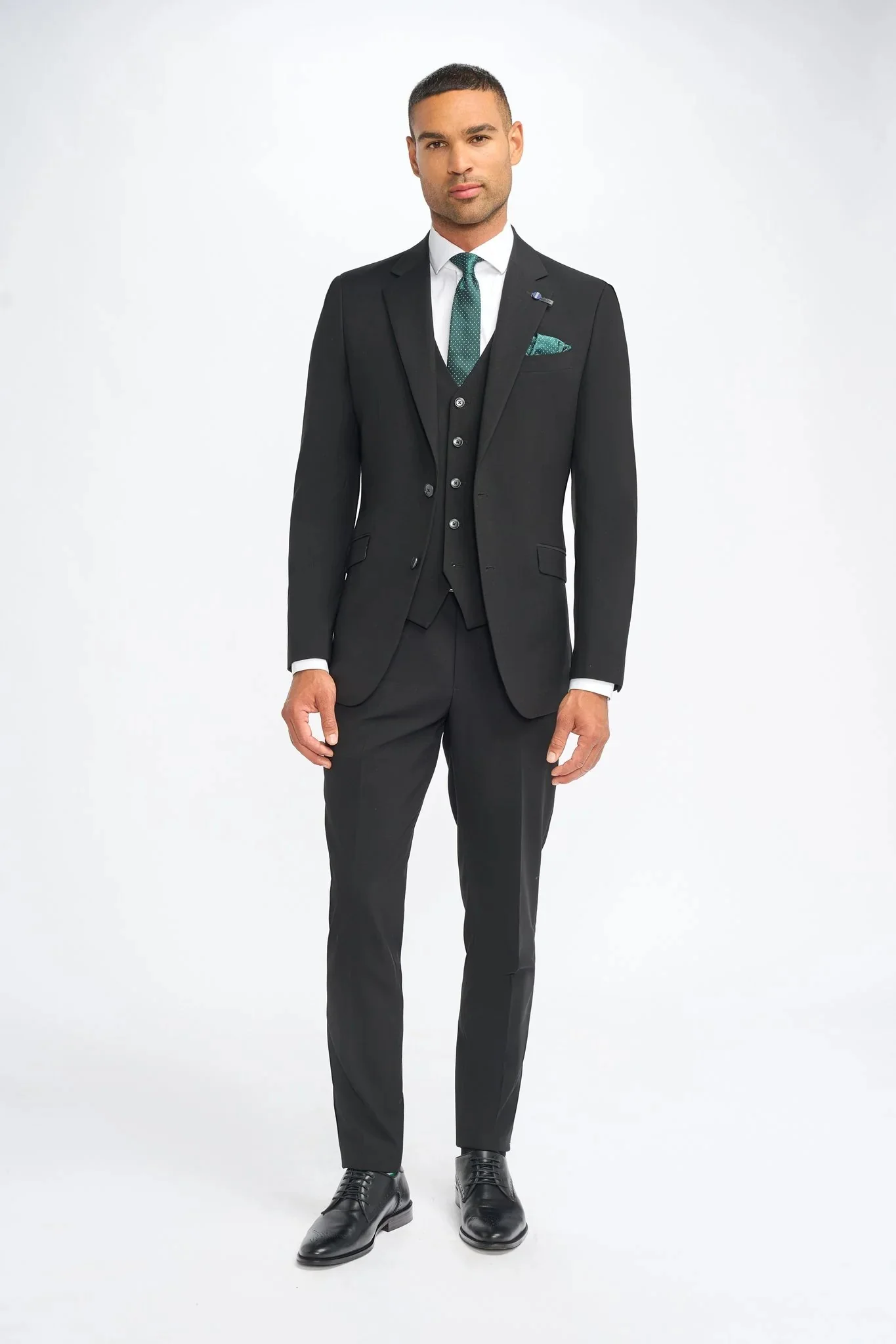 Men’s 3-Piece Slim Fit Formal Suit - Malibu - Black - Image 2