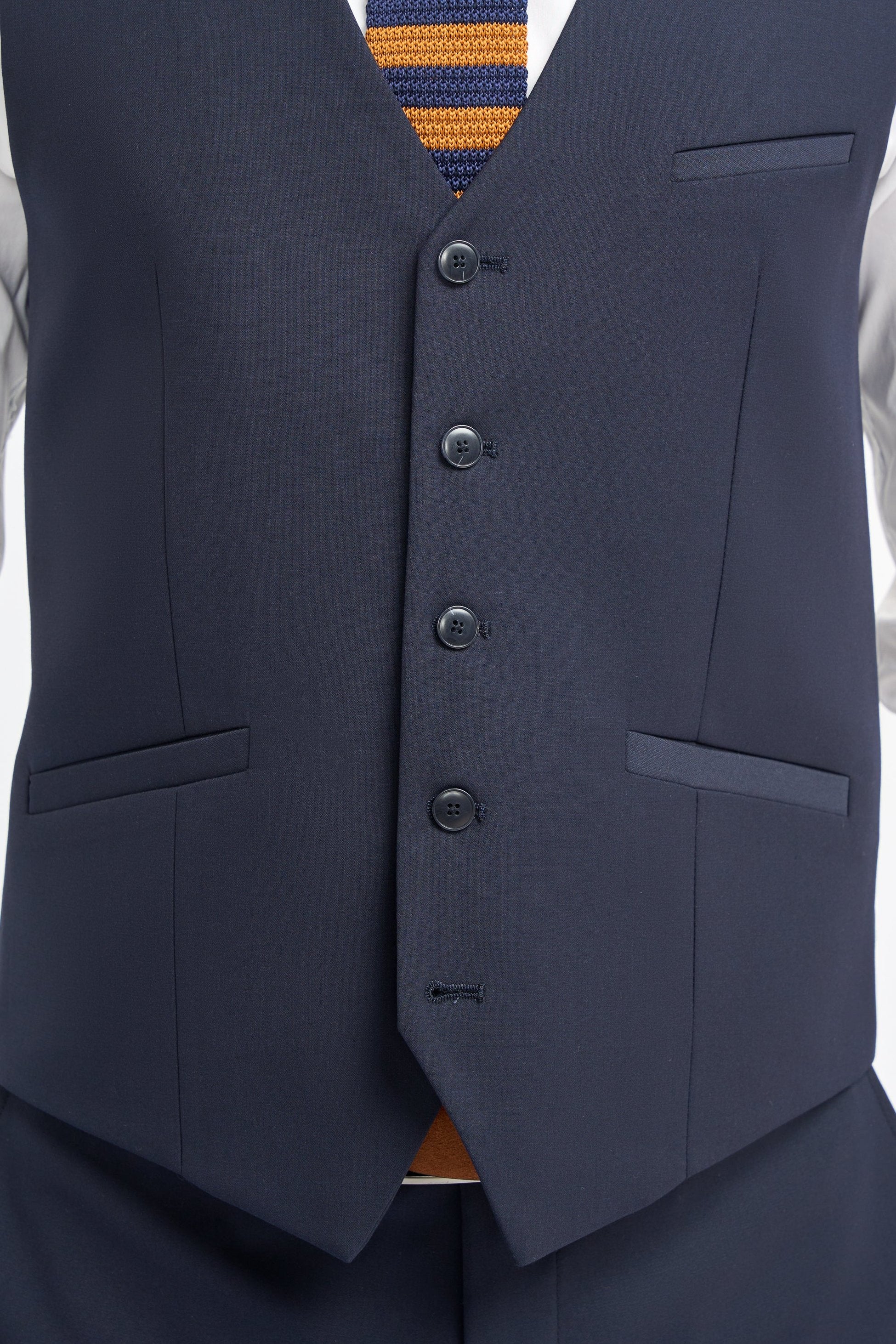 Men’s Slim Fit Formal Waistcoat - Malibu – Navy Blue - Image 3