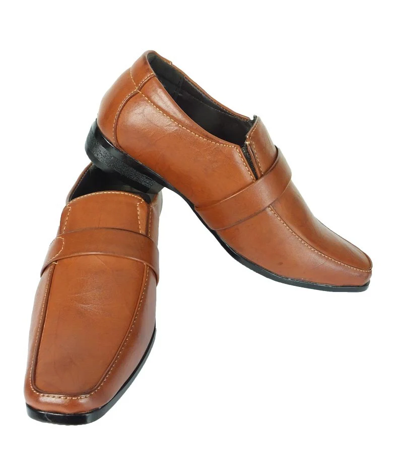 Boys Formal Slip On Tan Shoes - Tan Brown - Image 2