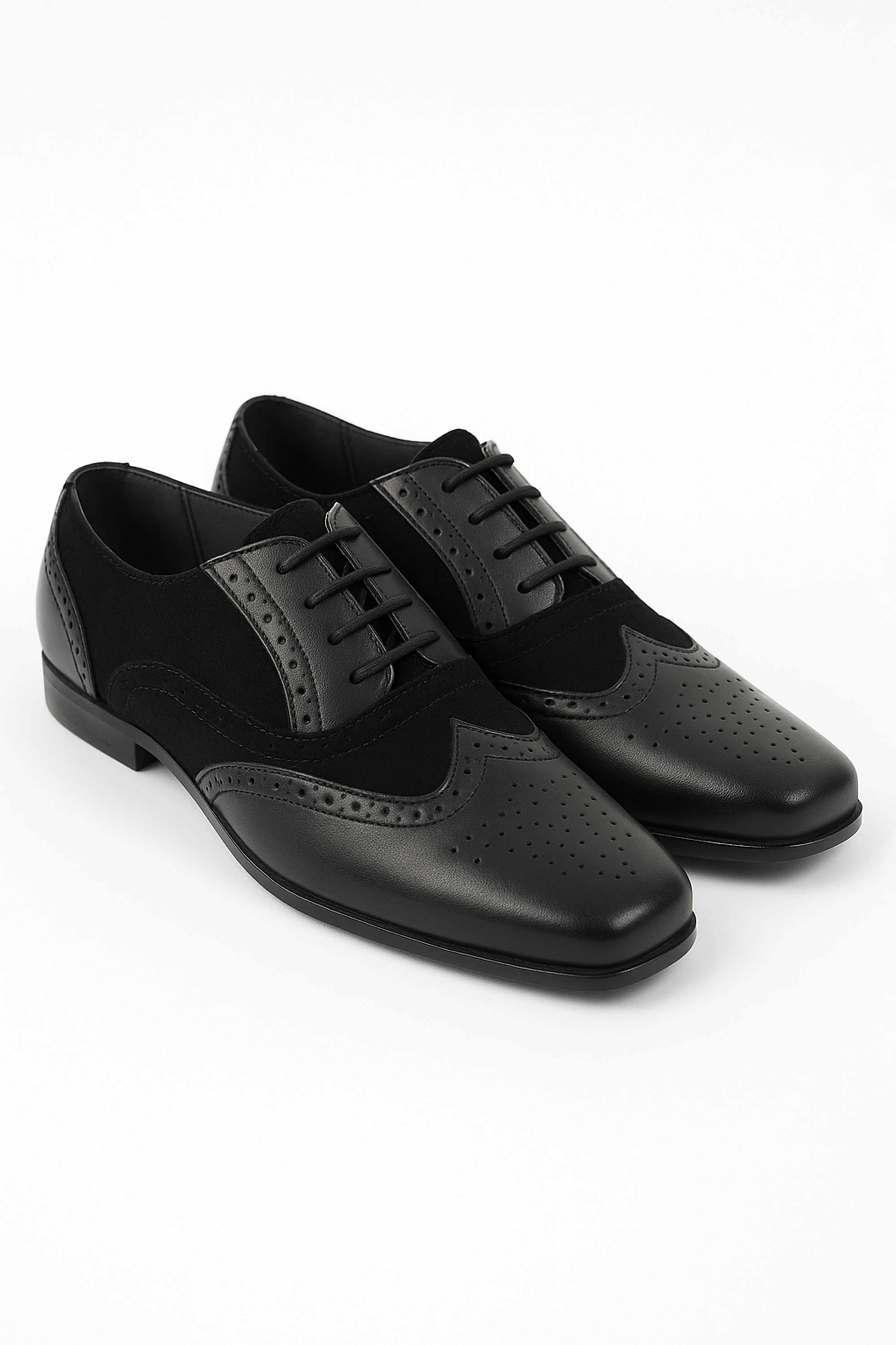 Boys Lace Up Oxford Wingtip Shoes - CHESTER Black - Black - Image 3