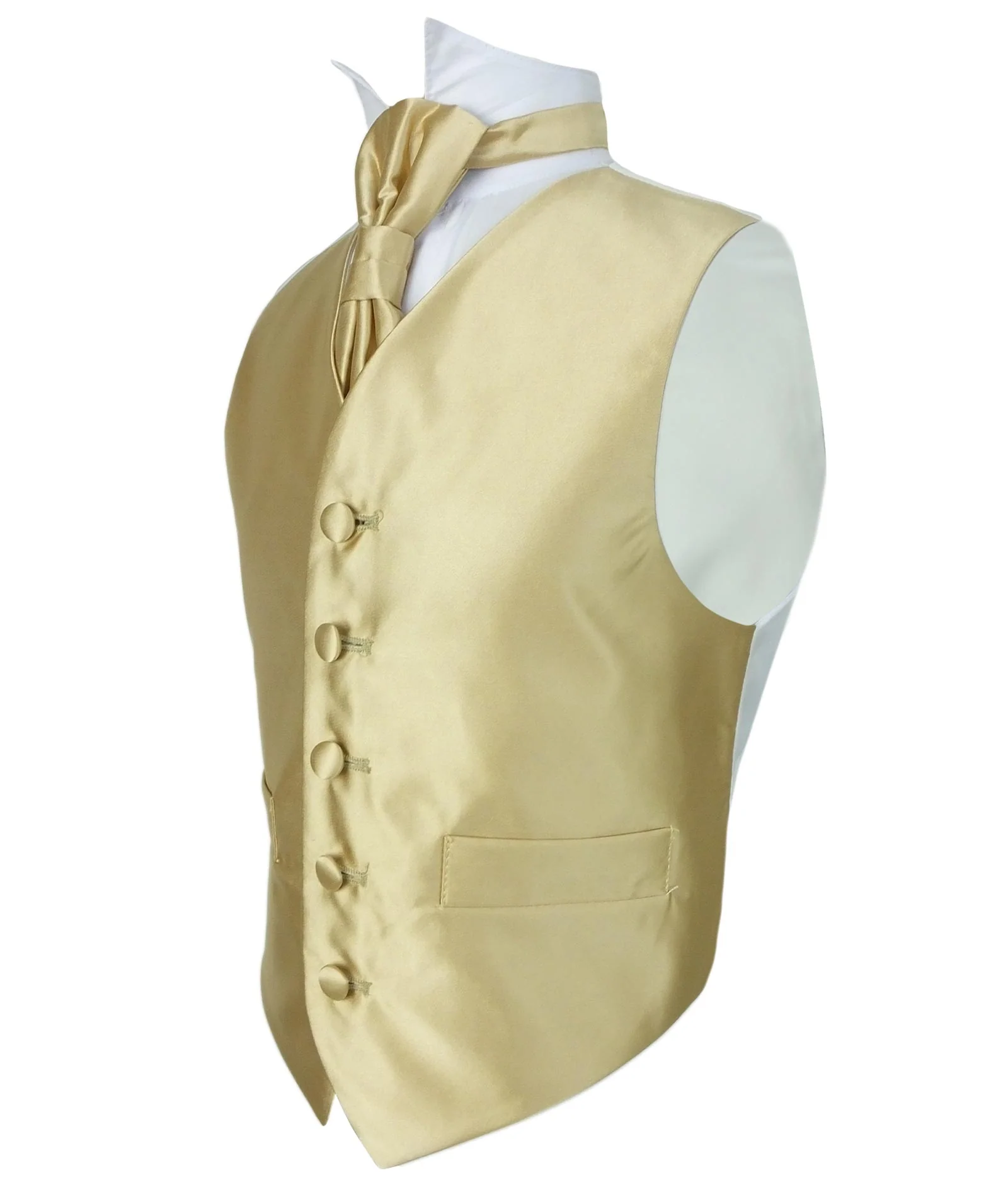 Boys Satin Waistcoat & Cravat Set - Gold - Image 2
