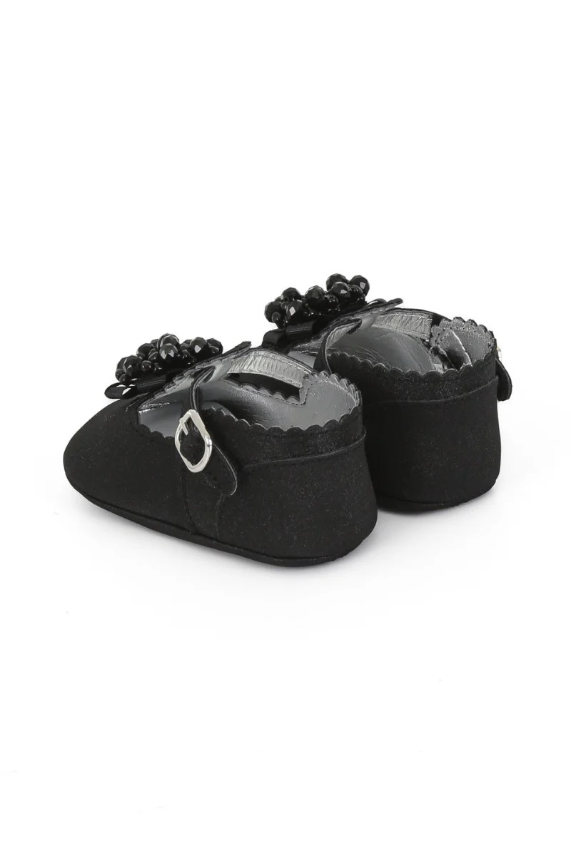 Baby Girls Pre-walker Shoes with Beaded Embellishmen - Black - Image 3
