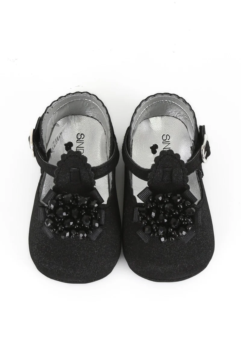 Baby Girls Pre-walker Shoes with Beaded Embellishmen - Black - Image 5