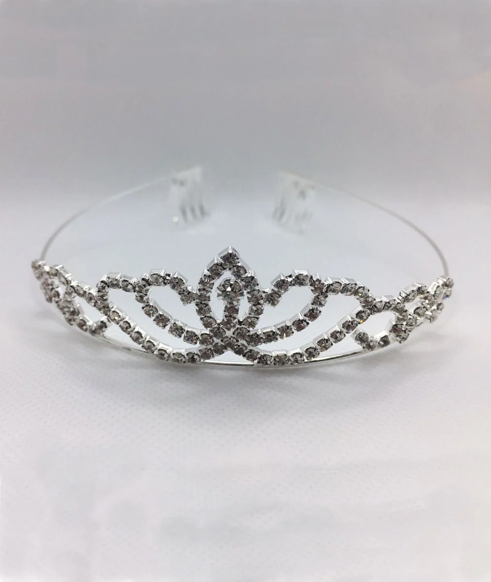 Sparkling Crystal Tiara Crown for Girls - Silver - Image 2