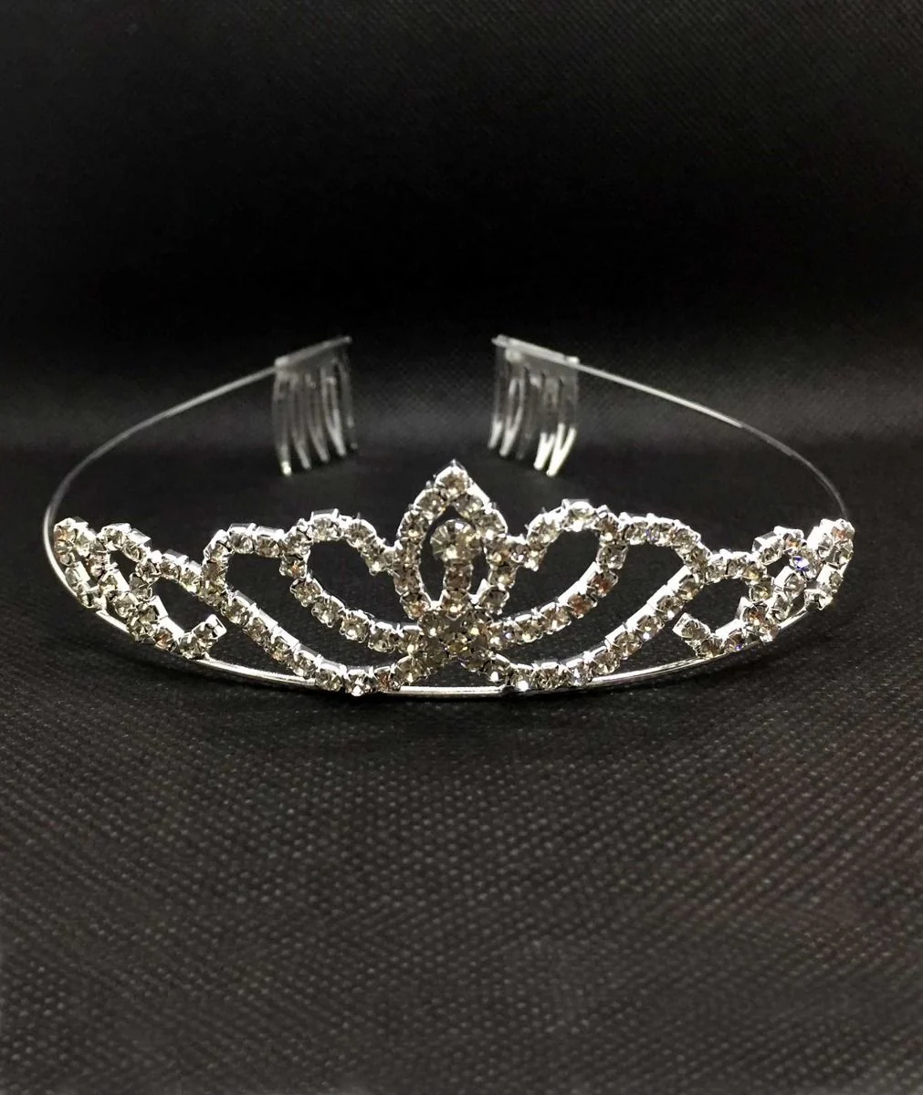 Sparkling Crystal Tiara Crown for Girls - Silver - Image 3