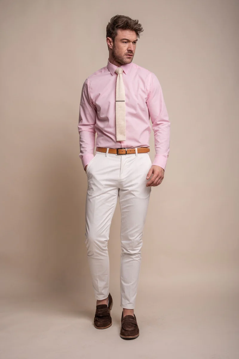Men's Cotton Slim Fit Formal Suit - MARIO - Ecru - Image 5