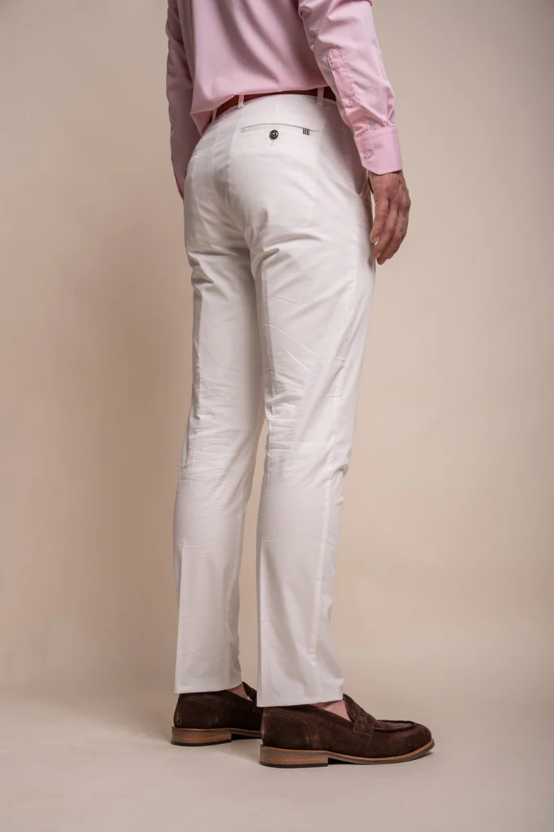 Men's Cotton Slim Fit Formal Suit - MARIO - Ecru - Image 6