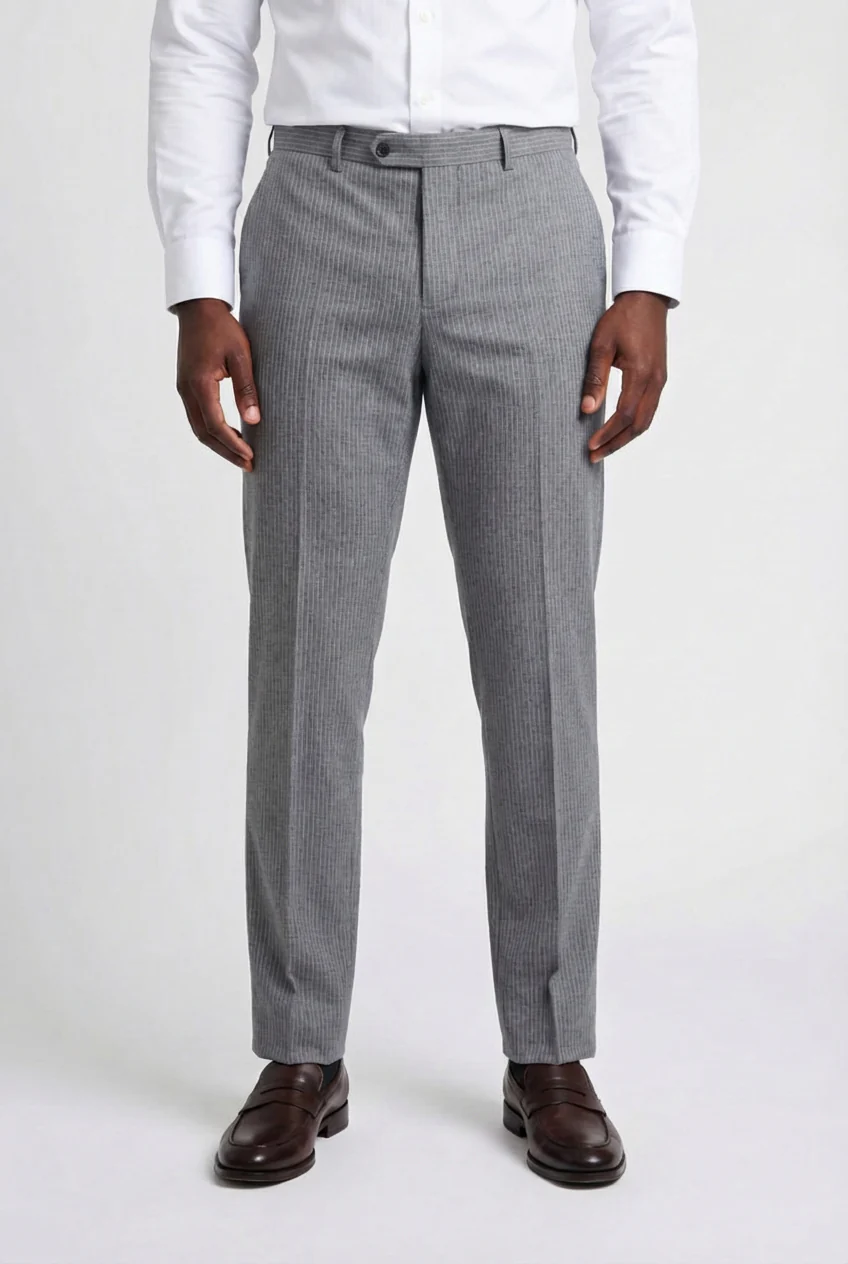 Men's Double Breasted Pinstripe Suit - JAYCE Grey - Image 5