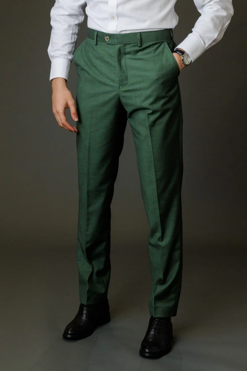 Men's Lightweight Slim Fit Self Patterned Suit - Camden Green - Green - Image 7