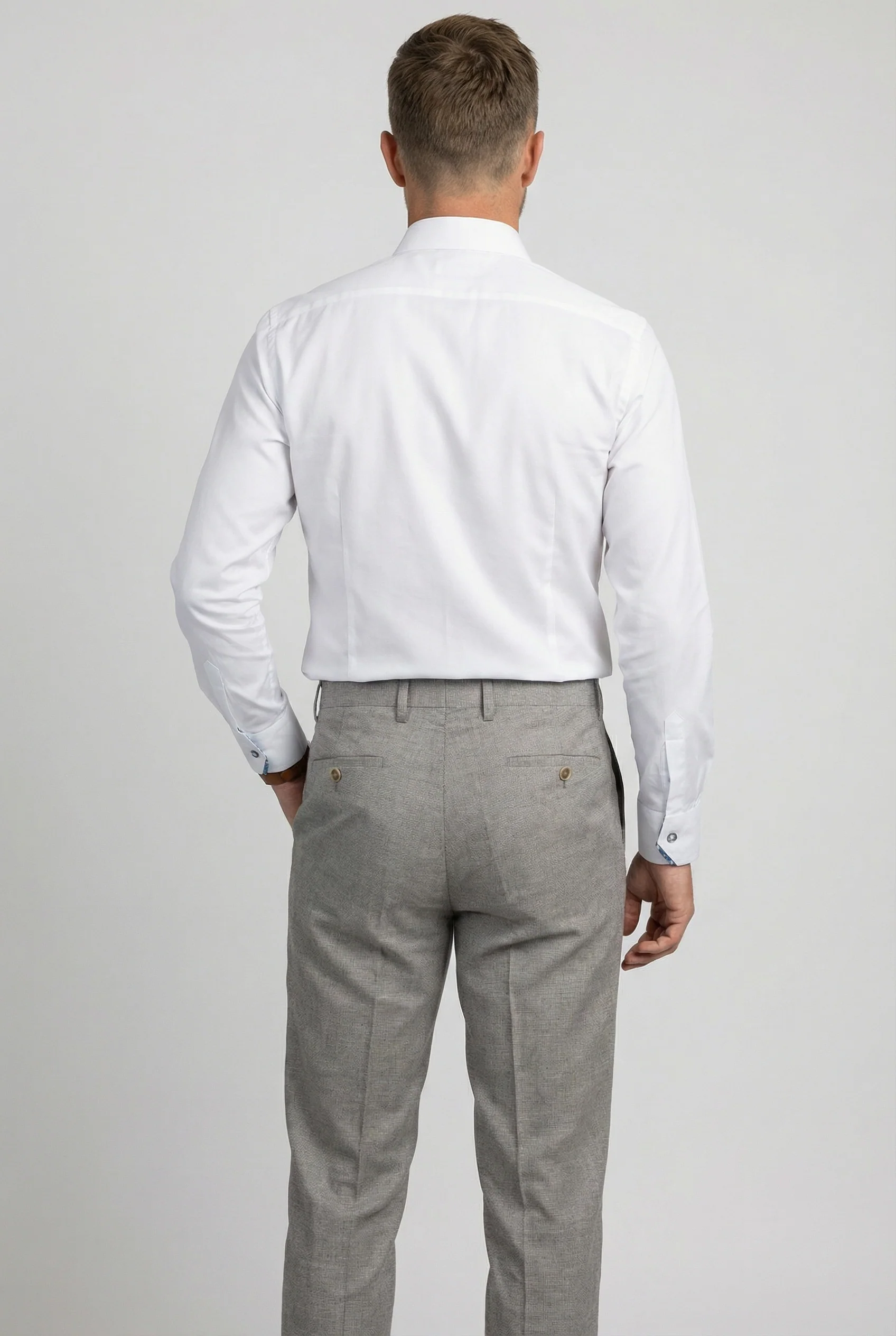 Men's Self Patterned Slim Fit Suit - JUDE - Light Grey - Image 6