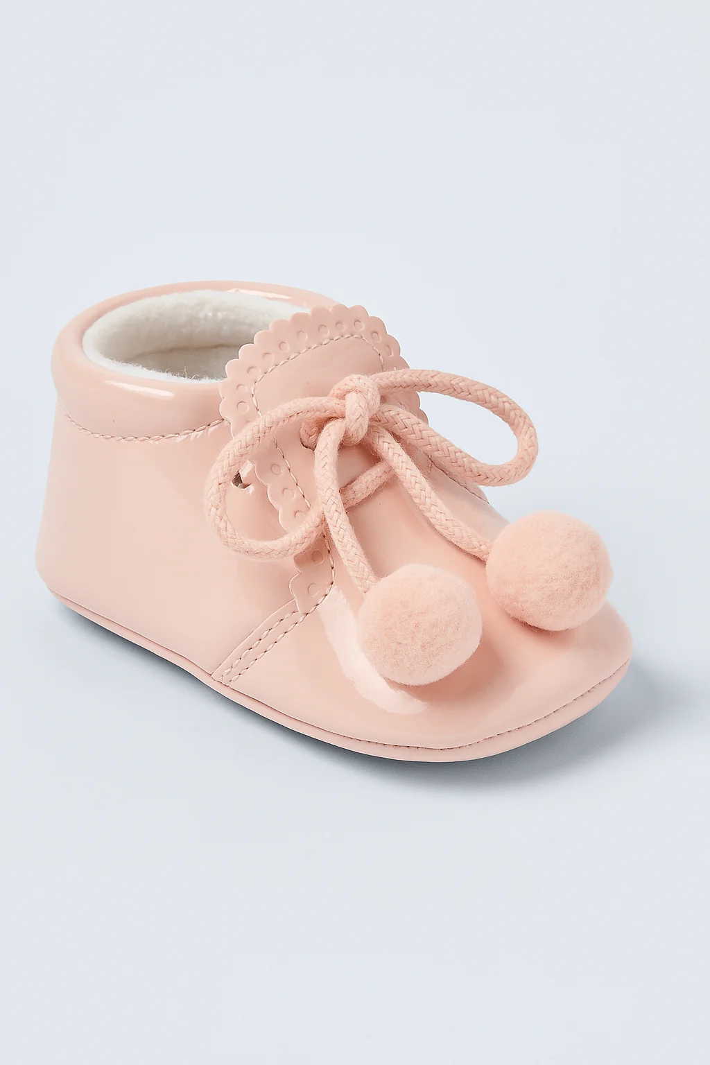 Unisex Baby Patent Pom Pom Booties Pram Shoes - Joe - Pink
