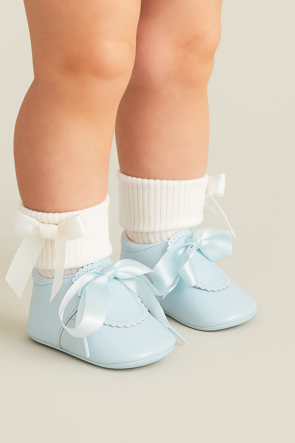 Unisex Baby Patent Shoes with Ribbon - 908 - Blue - Image 4