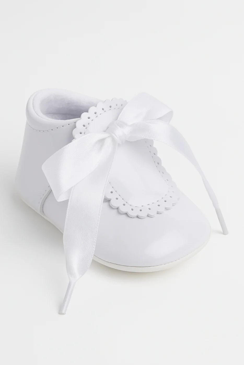 Unisex Baby Patent Shoes with Ribbon - 908 - White