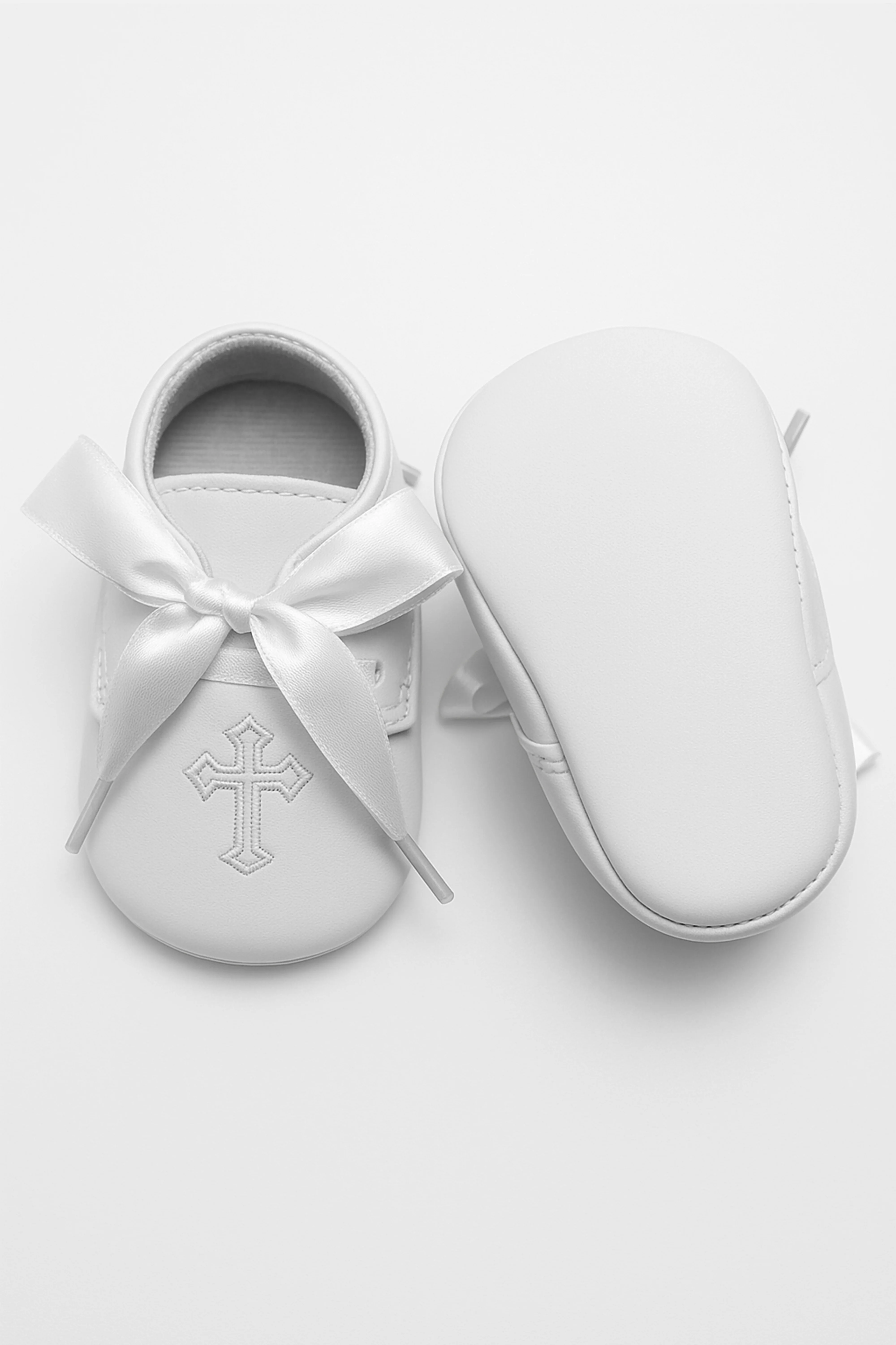 Unisex Christening Baby Pre-Walkers Shoes - 912 - White - Image 4