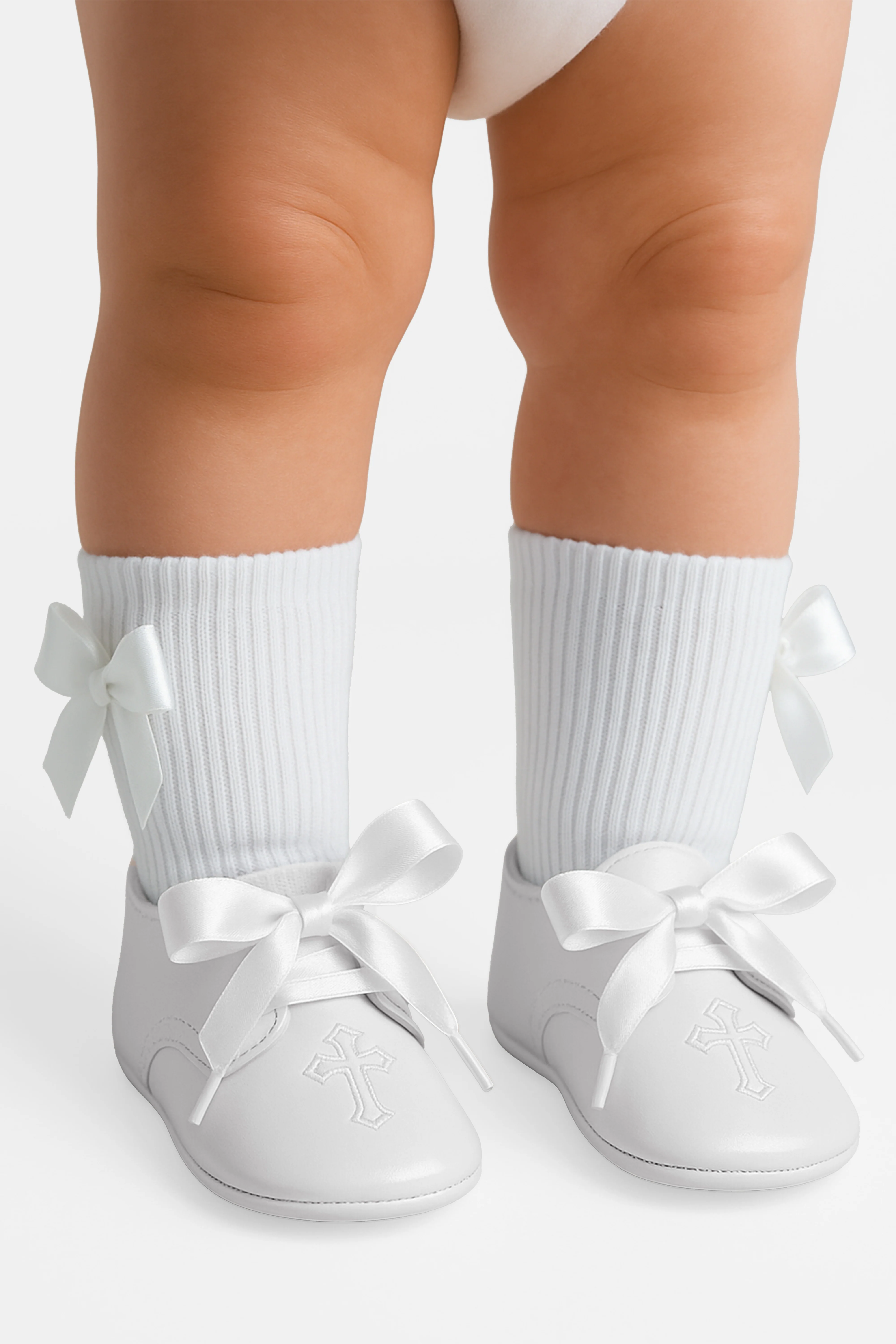 Unisex Christening Baby Pre-Walkers Shoes - 912 - White - Image 5