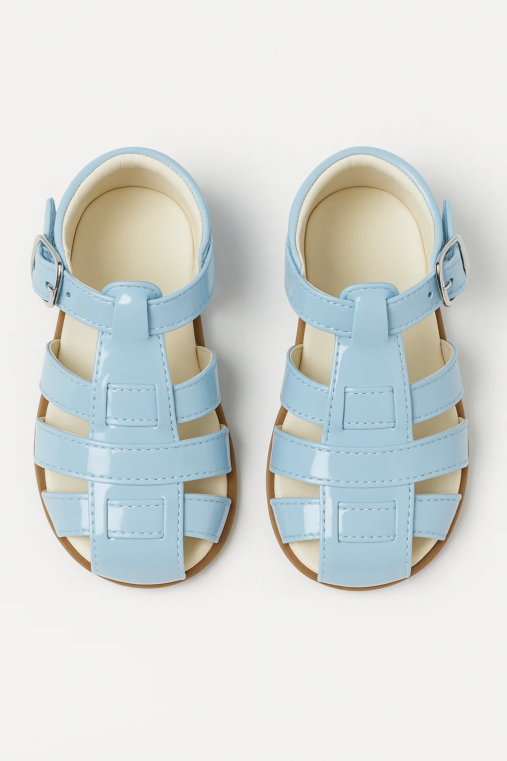 Unisex Kids Patent Leather Sandals Shoes- RALPH - Blue - Image 2