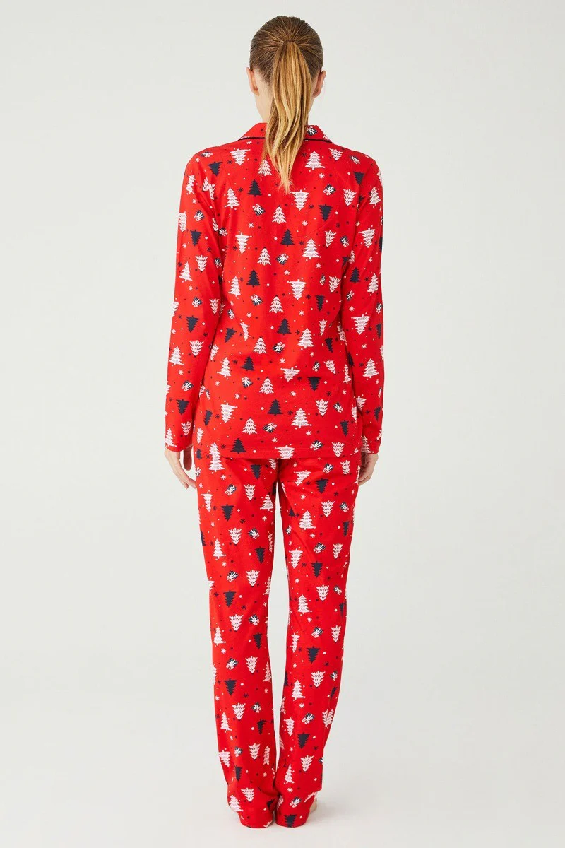 Women's Patterned Red Pyjama - Red - Image 3